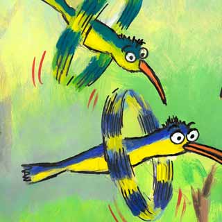 Ilustrace v podob ptk z komiksu enda Burek a zlat bobule