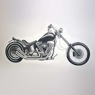 Airbrush v podobě motocyklu v motoshopu