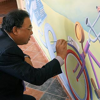 Nástěnná malba ve FN v Motole pro příležitost návštěvy čínské delegace